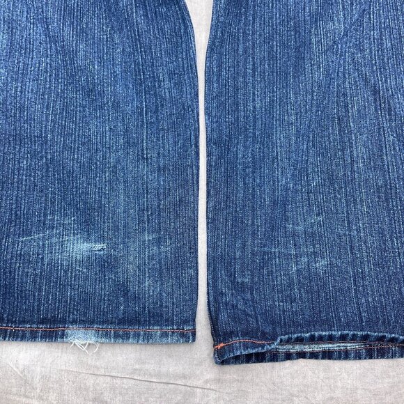 Gilyard Mfg Co Jeans Men 46W x 34L Blue Red Distress Heavy Ounce Y2K Hip Hop‎ - Picture 12 of 14